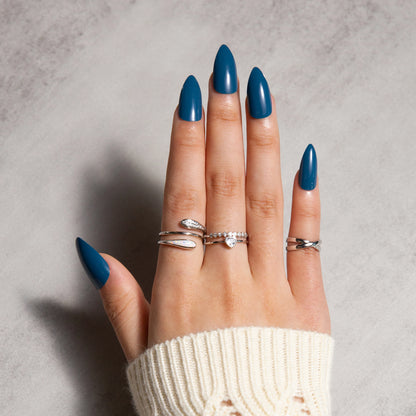 Stiletto Dark Blue Nails