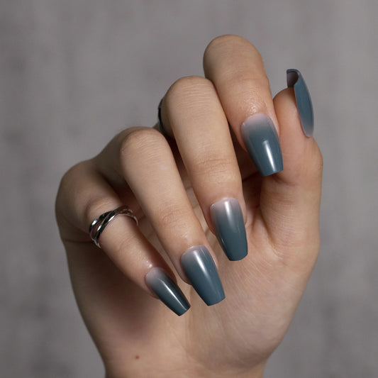 Solid Color Dark Blue Press On Nails