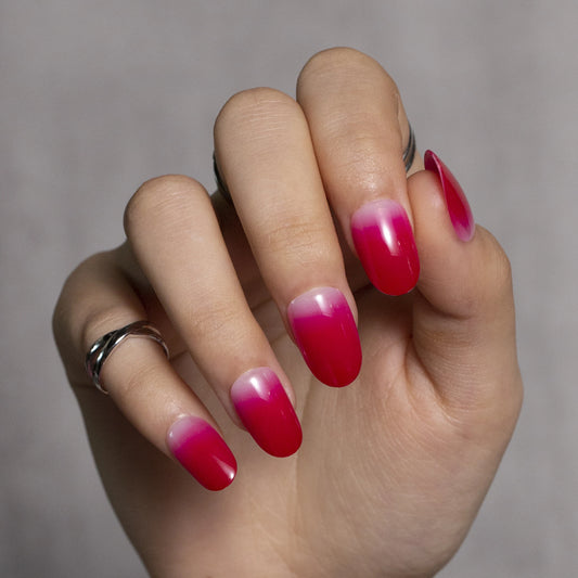 Red press on nail Short Round