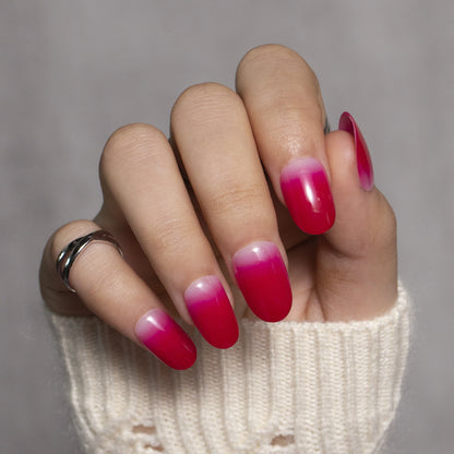 Red press on nail Short Round