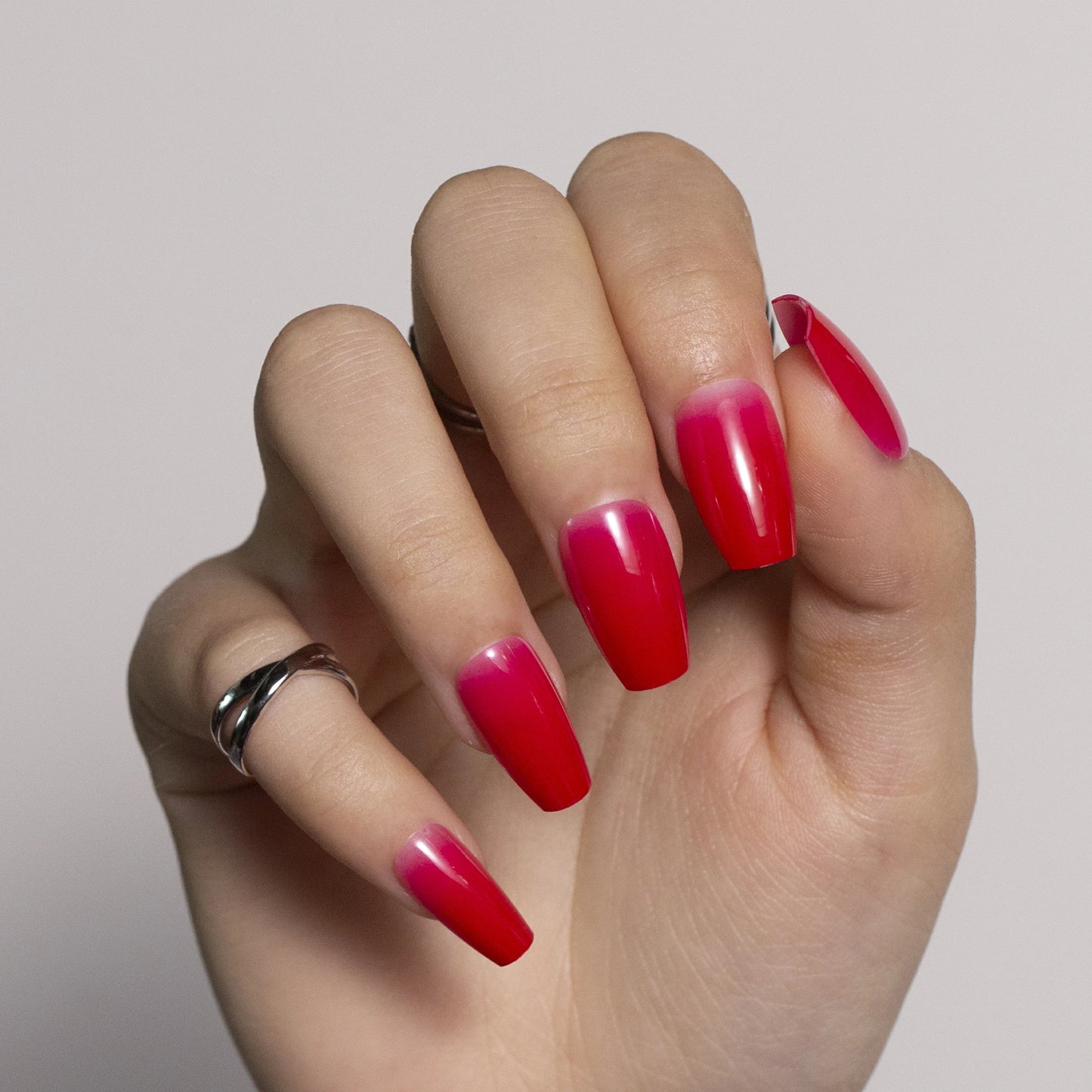 Minimalist Solid Color Press On Nails Red
