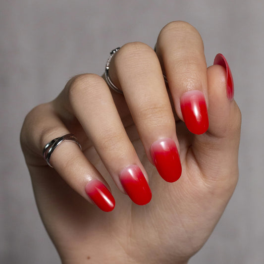 Short Coffin Minimalist Solid Color Press On Nails Red