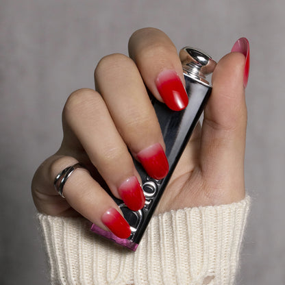 Short Coffin Minimalist Solid Color Press On Nails Red