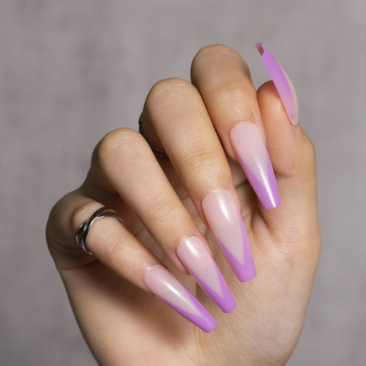 French Tips Press on Nails Pink