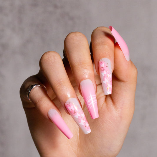 Press on Nails Butterfly Pink