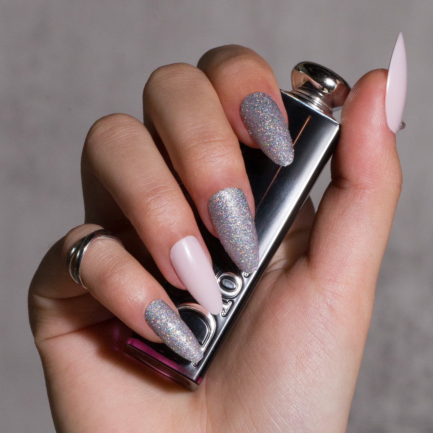 Silver Glitter Press on Nails