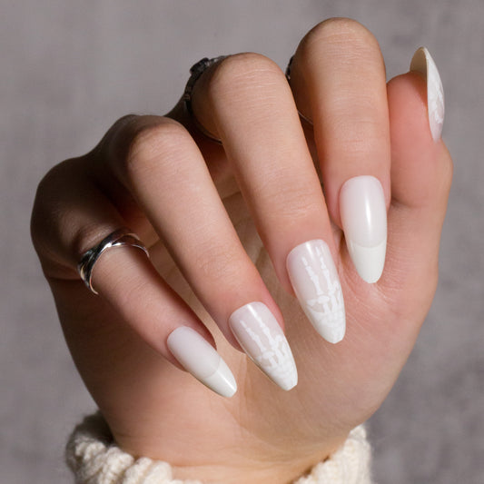 Press on Nails French Almond White Tip