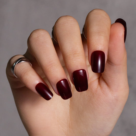 Wine Red Press on Nails Short Squoval